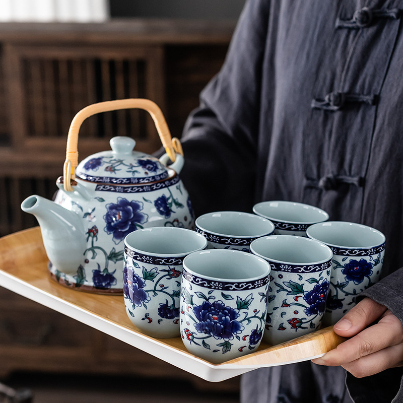 Teapot Kung Fu Tea Set Large Capacity Ceramic with Filter Coil Teapot Household Retro Convenient Teapot