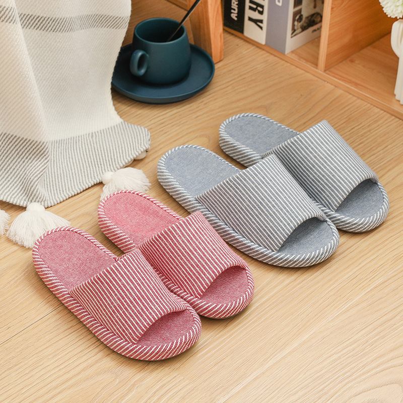 Strictly Selected Japanese-style Silent Linen Slippers Women's Home Indoor Wood Floor Non-slip Thick Bottom Couple's Cotton Slippers for All Seasons