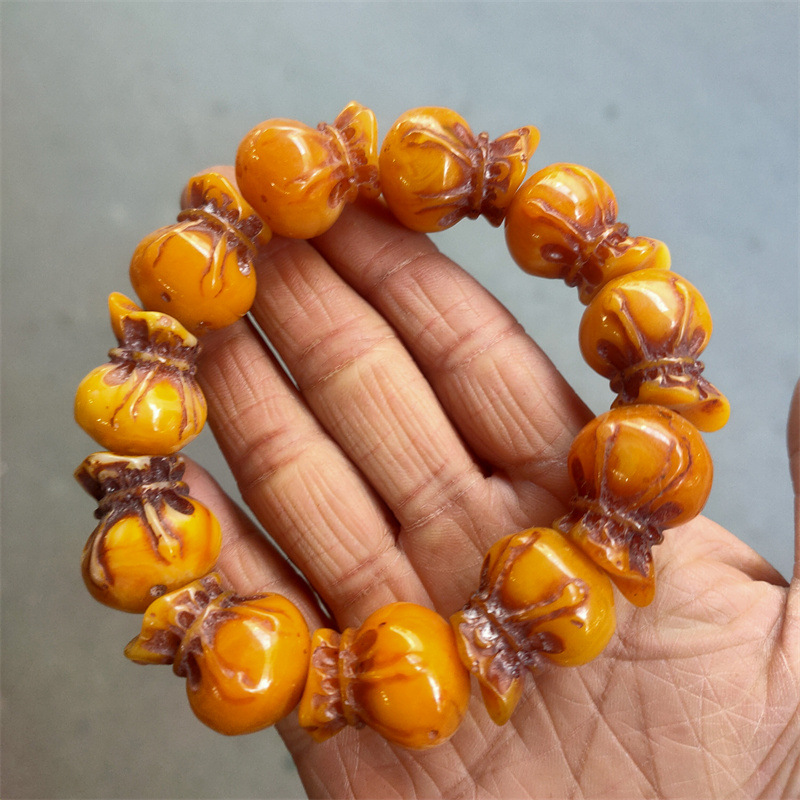 Antique Miscellaneous imitation beeswax resin crafts old beeswax money bag abacus beads with shape vintage bracelet