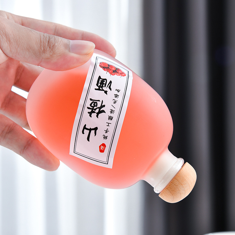 250ml Frosted Glass Fruit Wine Bottle One Jin High Color Value Empty Wine Bottle Household Sealed Self-Brewed Wine Bottle Batch