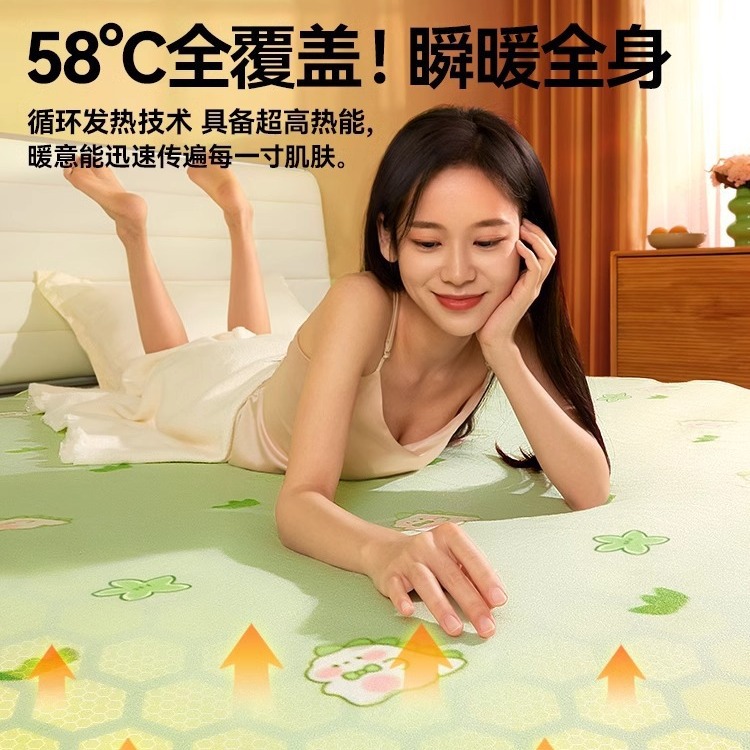Electric Blanket Single and Double Electric Mattress Temperature Adjustment High Temperature Mite Removal Single Double Double Control Household Safety Constant Temperature Electric Blanket