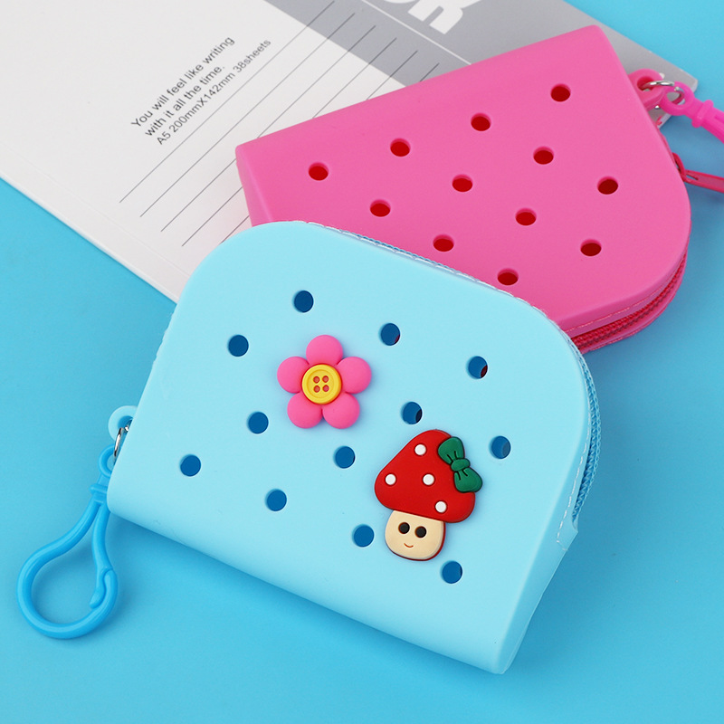 Cross-Border New Silicone Hole Bag Creative Kidsren's Cartoon Silicone Coin Purse DIY Detachable Cute Waterproof Bag