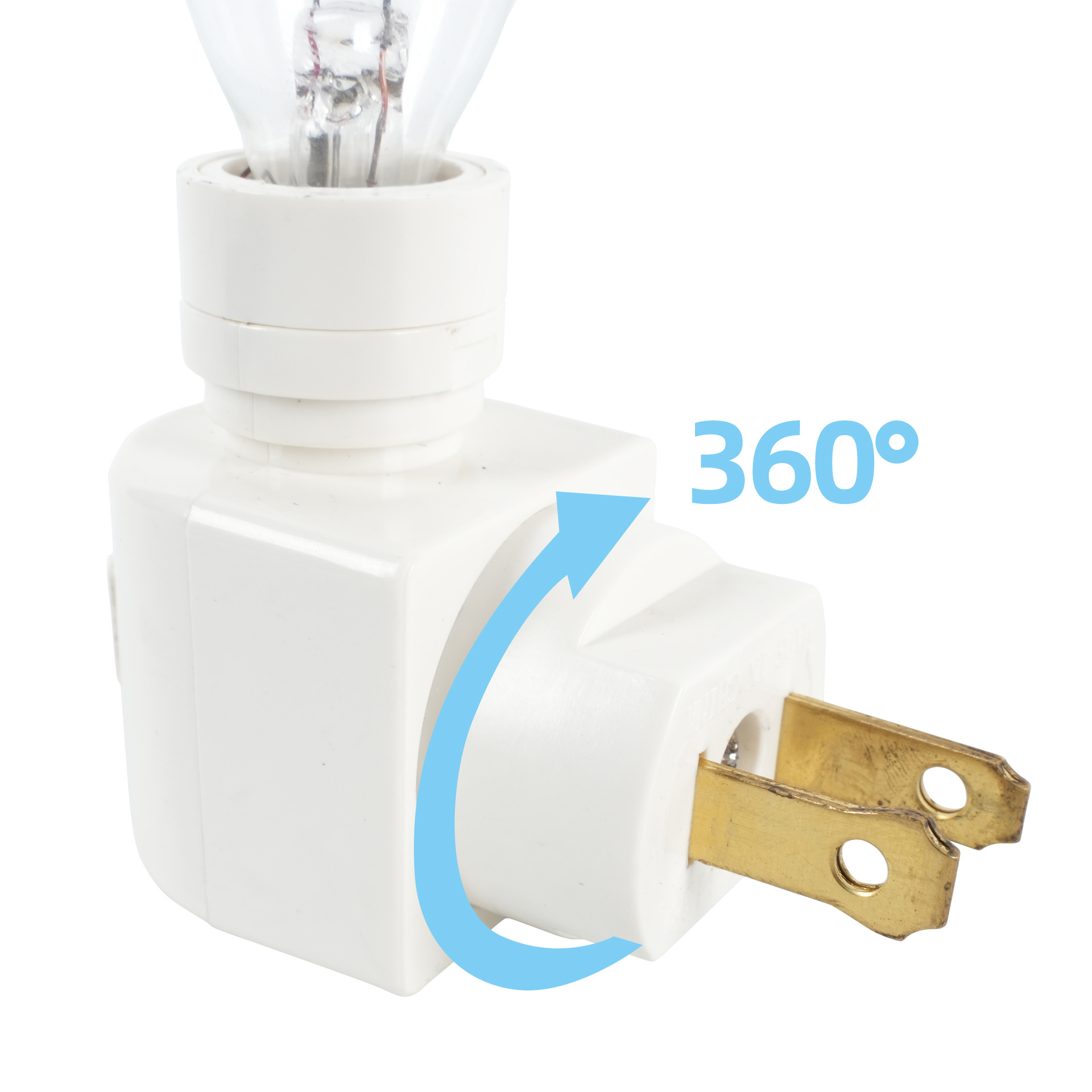 Ul 120V 60Hz 7W Max 360 °   Rotating Night Light Lamp Holder