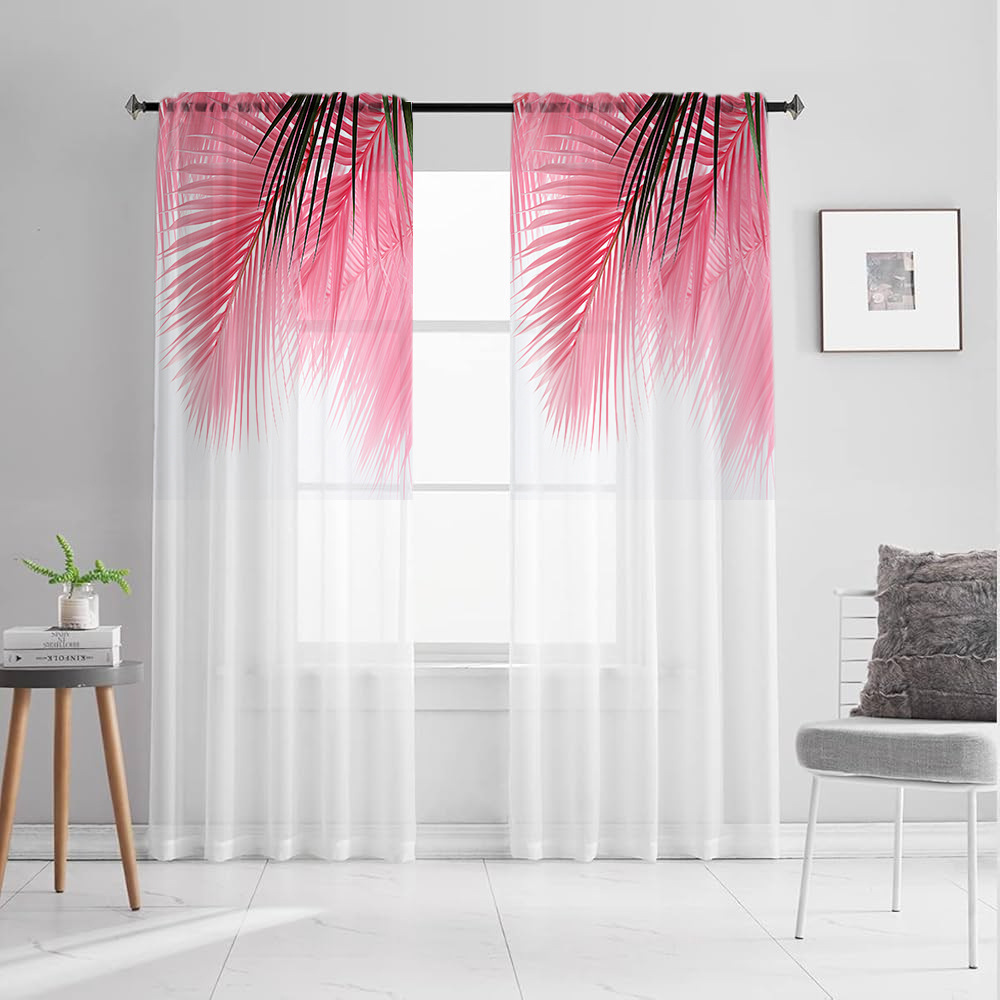 Кросс-бодерные эксклюзивные прямые продажи от производителя, нордические шторы с цифровой печатью, розовые шторы с пальмовыми листьями
