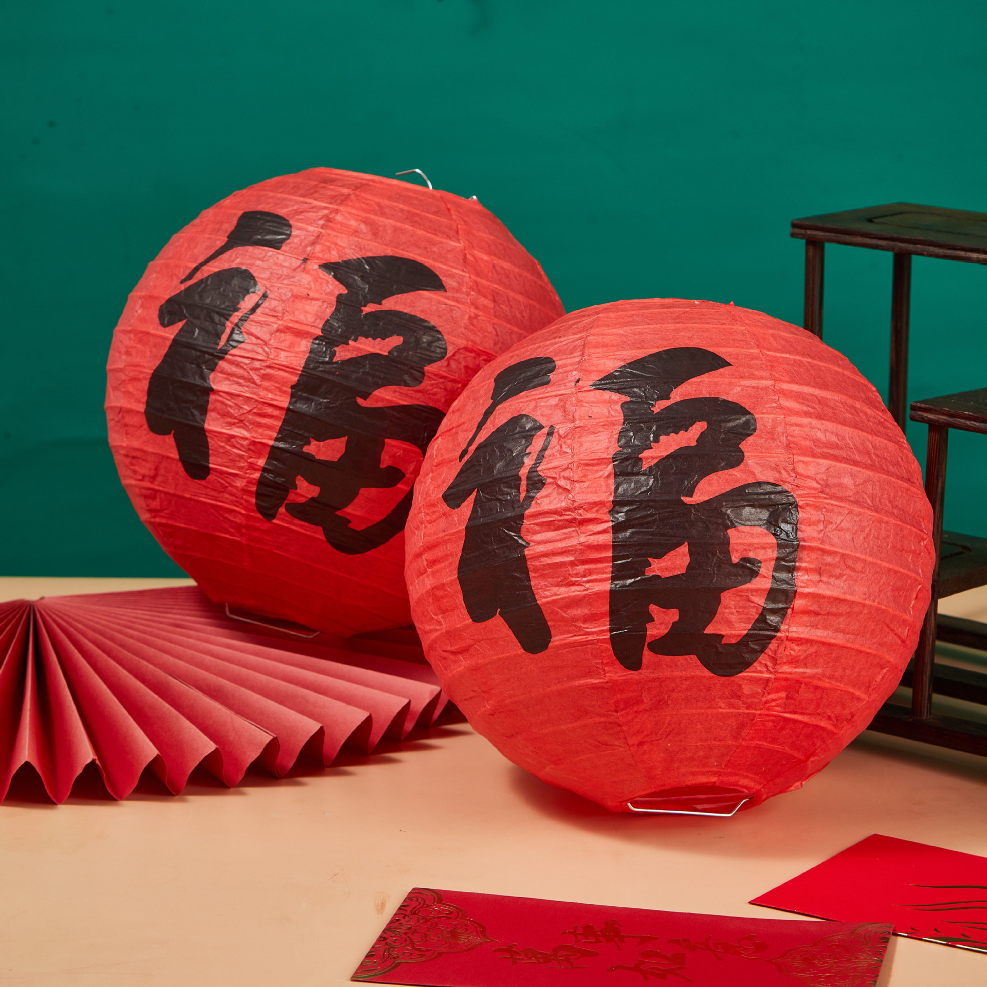 Chinese-style lucky lantern decoration hanging ornaments children's first birthday atmosphere scene layout photo props catch Zhou Li