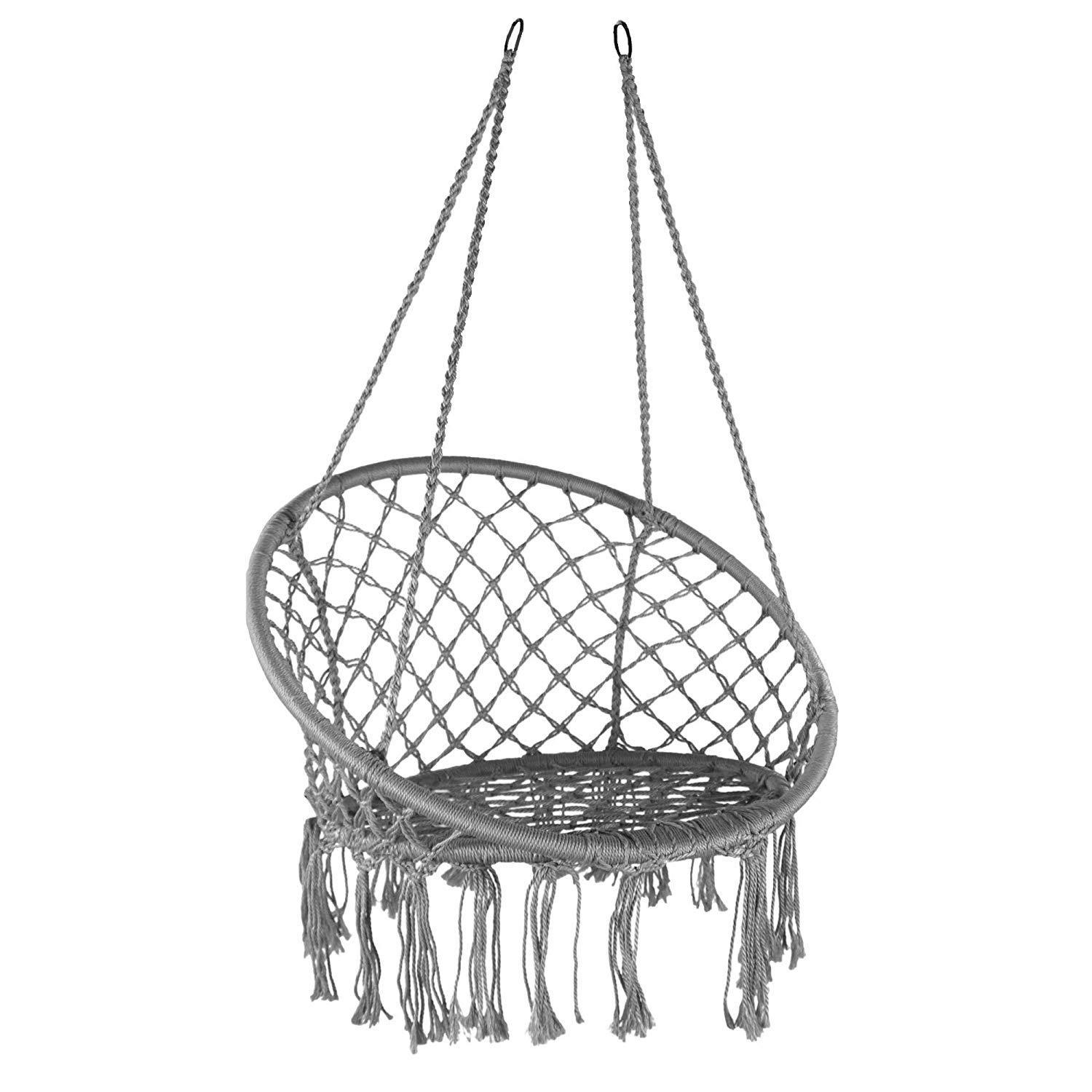 Yrins Internet celebrity tassel swing hanging chair home indoor cotton rope hanging basket rattan chair balcony Nordic style lazy cradle