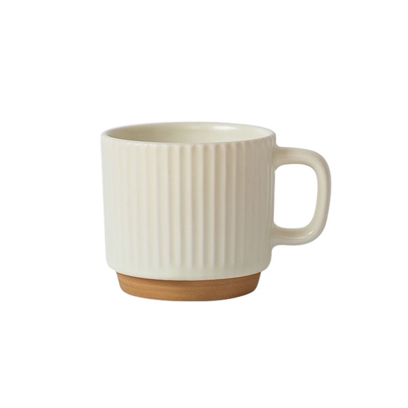 Wholesale ins Wind Net red vertical stripes white Brown splicing ceramic mug logo creative water cup can be set