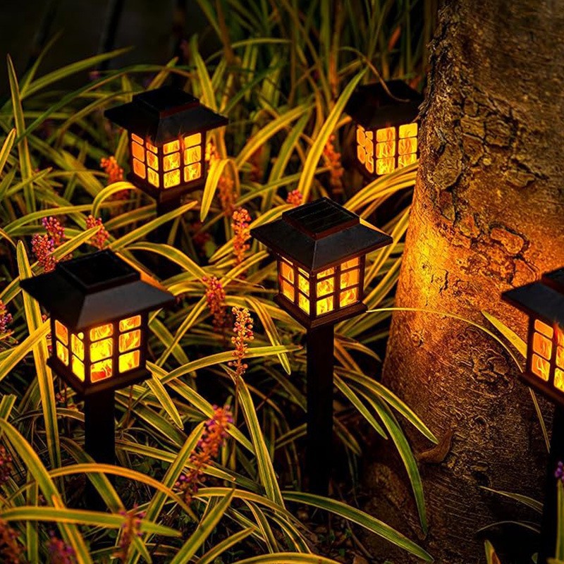 Cross-Border Solar Outdoor Led Lawn Small House Palace Flame Lamp Courtyard House Garden Waterproof Landscape Lamp