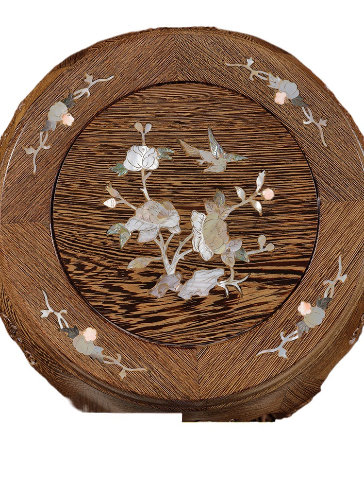 Chicken Wing Wood Round Stool, Antique Solid Wood Guzheng Stool, Rosewood Shoe Changing Stool, Printed Drum Stool, Living Room Small Stool, Piano Stool