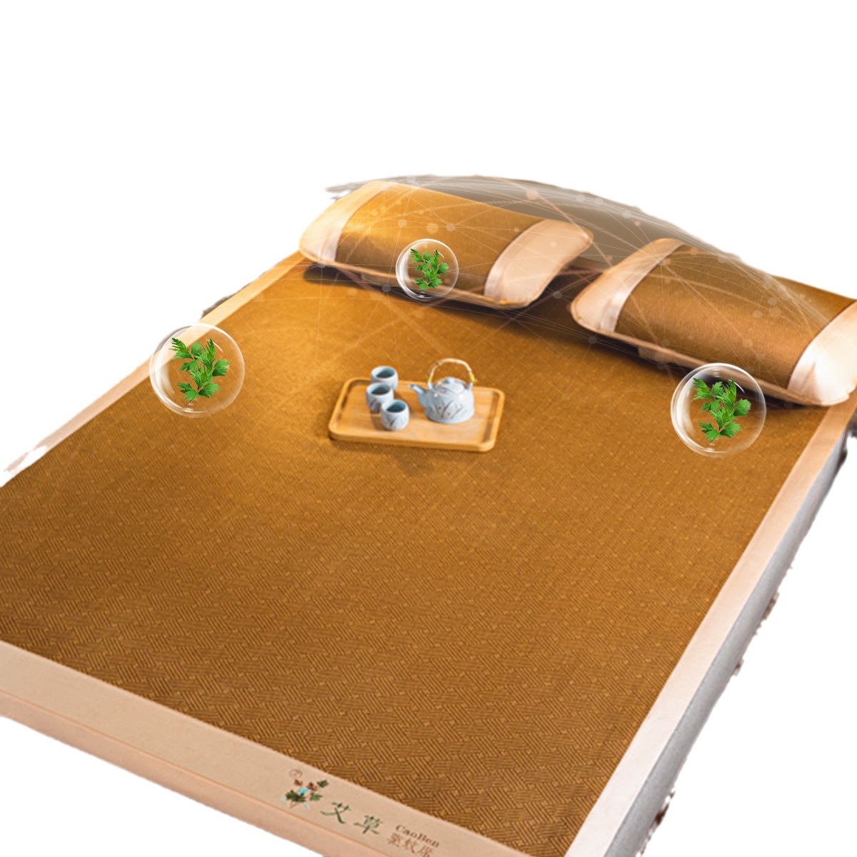 Natural Wormwood thickened rattan mat mosquito repellent mat can be naked foldable ice silk mat bamboo mat student dormitory single