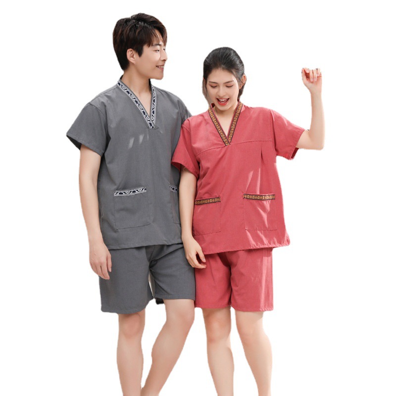 High-grade tribute hemp sweat steaming clothing men's moxibustion clothing massage sauna clothing women's foot bath clothing hotel bathrobe physiotherapy clothing wholesale