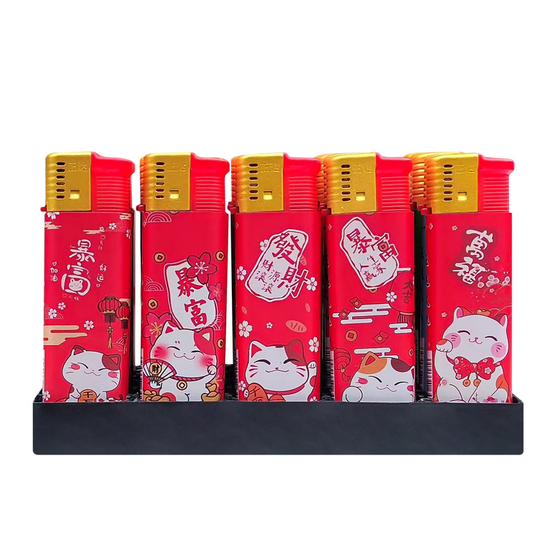 Factory Zhengda 209 Plastic Thickened Body Wrapping Paper Pattern Windproof Red Flame Electronic Lighter Gold Head Hood Factory