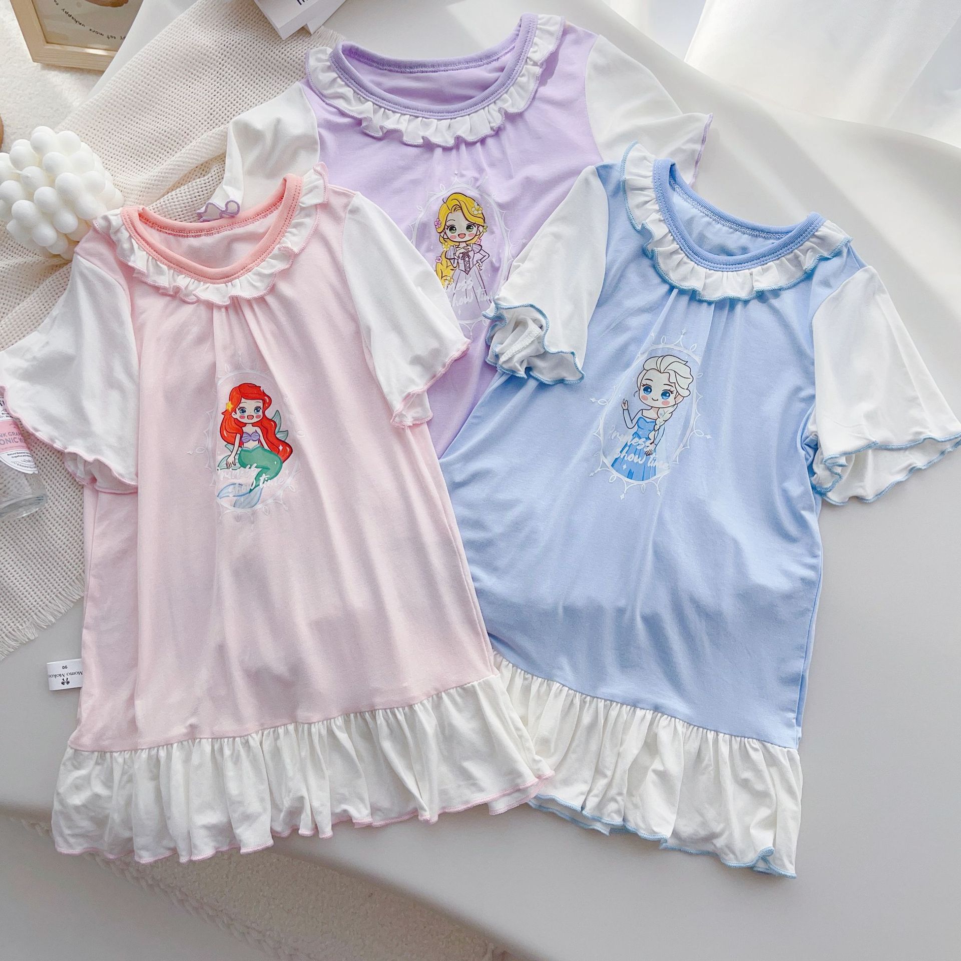 2023 Summer new children's clothing [Wormwood] Modal girl princess nightgown girl home dress soft