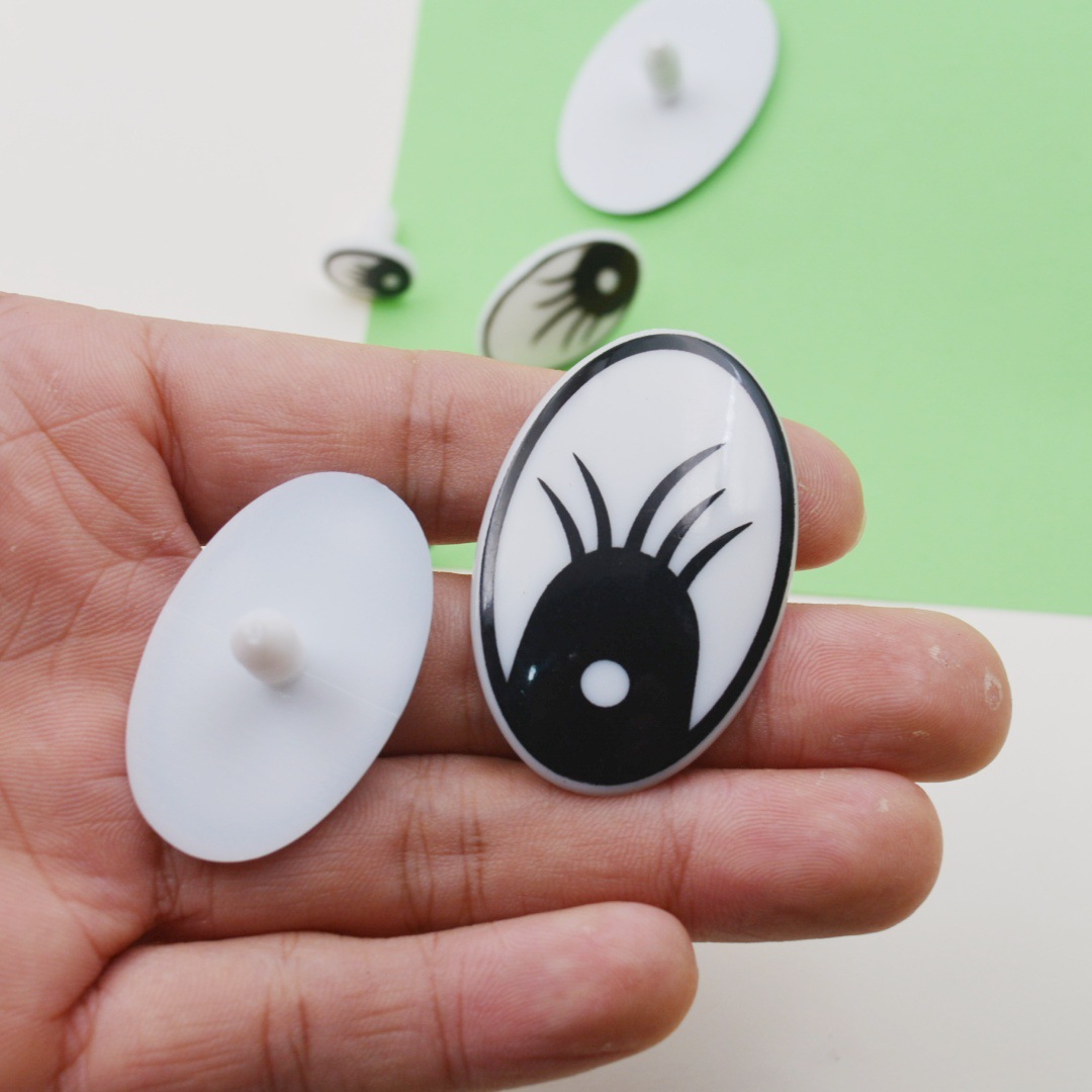 Eyelash Black and White Cartoon Toy Eyes Oval Doll Plush Toy Plastic Eyes Black and White Cartoon Eyes