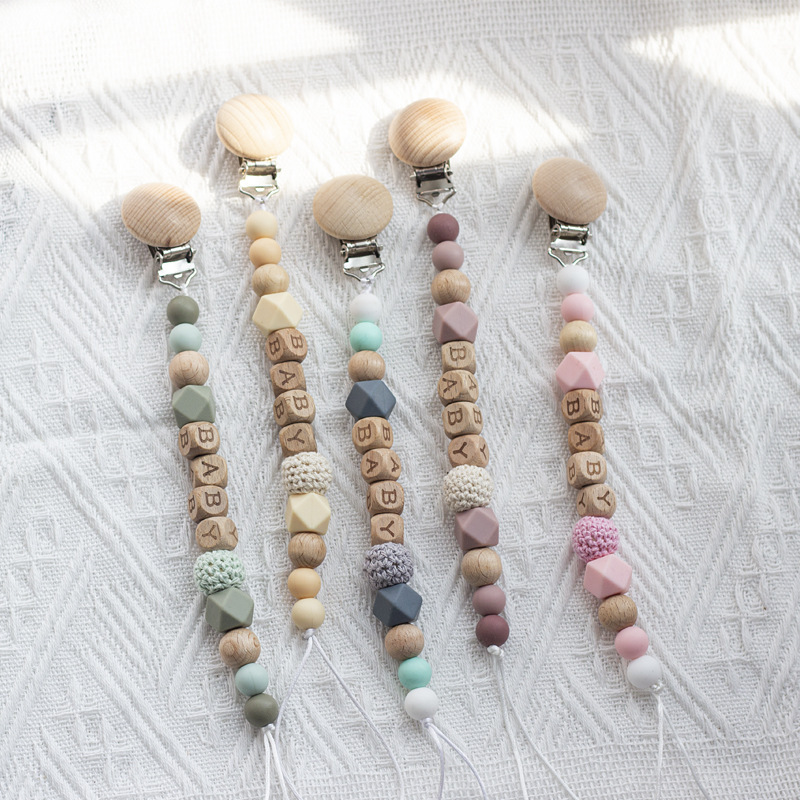 Соска из бука и силикона, цепочка для соски, анти-упадок, товары для матерей и младенцев