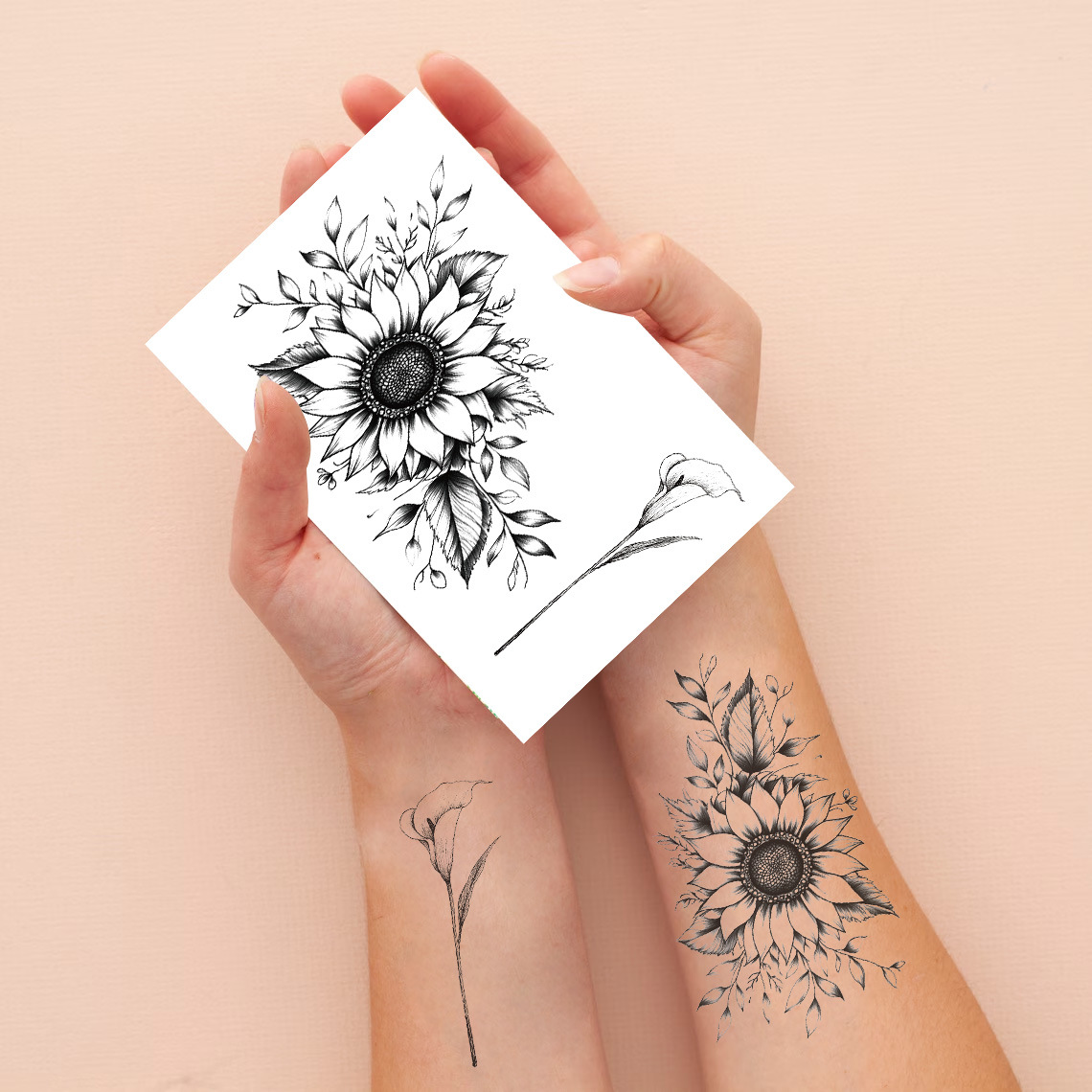 Cross-border New Arrival Wrist and Shoulder Plain Flower Party Tattoo Sticker Girl's Arm Tattoo Sticker High-grade Ins Waterproof