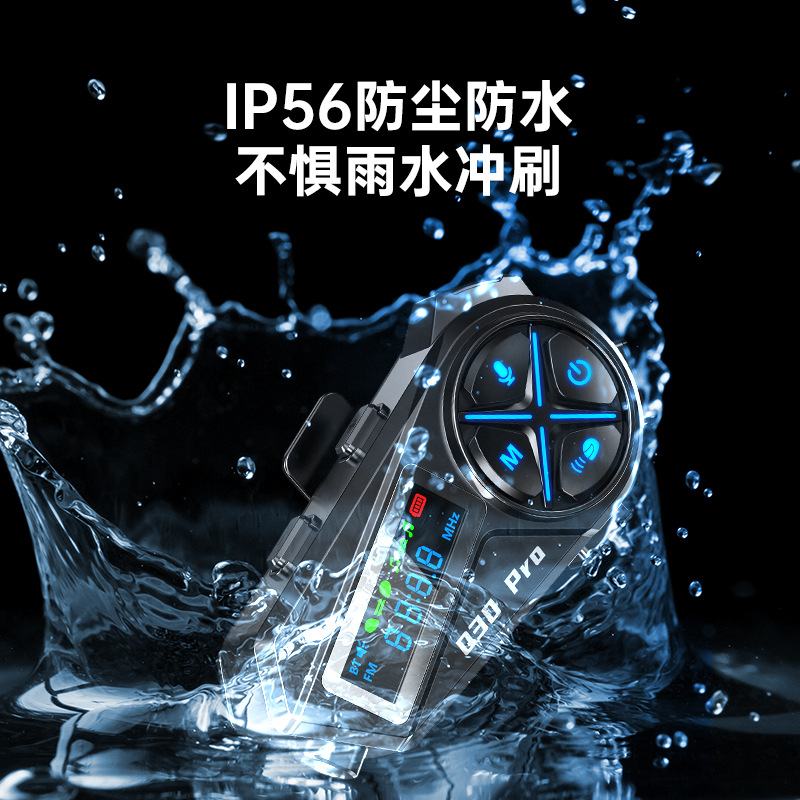 Q30Pro Helmet Bluetooth Headset Led Mixing Music Sharing Fm Waterproof Flashlight 2 Person Intercom Helmet Headset