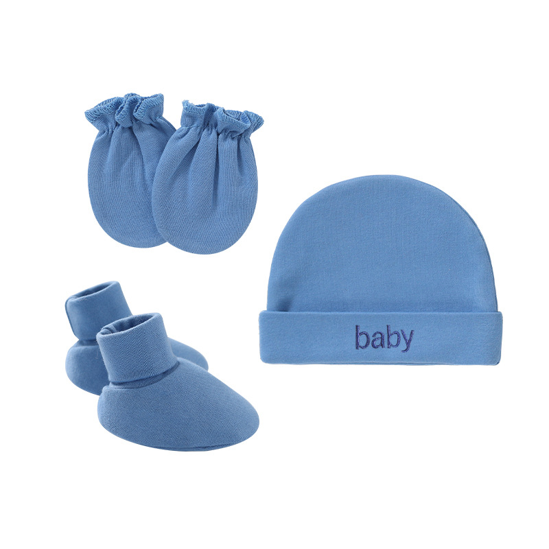 baby single-layer foreign trade European and American newborn tire cap anti-scratch gloves foot cover baby hat foot cover 821033