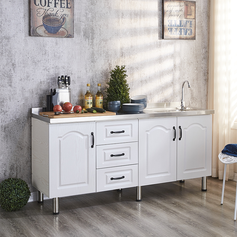 # N5 Simple Stainless Steel Cabinet Kitchen Cabinet Stove Cabinet Integrated Rental Kitchen Cabinet Home Storage Cabinet