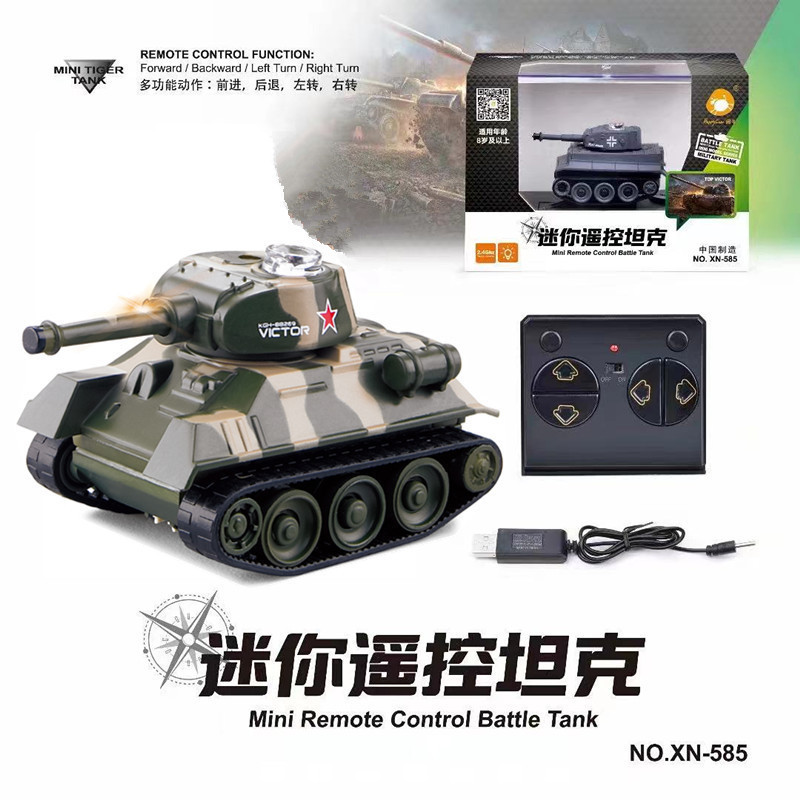 Cross-Border Mini Remote Control Tank Artificial Four-Way Wireless Charging Kidsren's Remote Control Car Military Toy 777-585