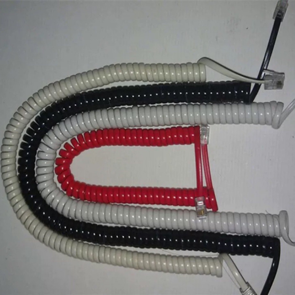 Telephone extension handset line 4P4C spring line PVC microphone line handle curve base phone line set