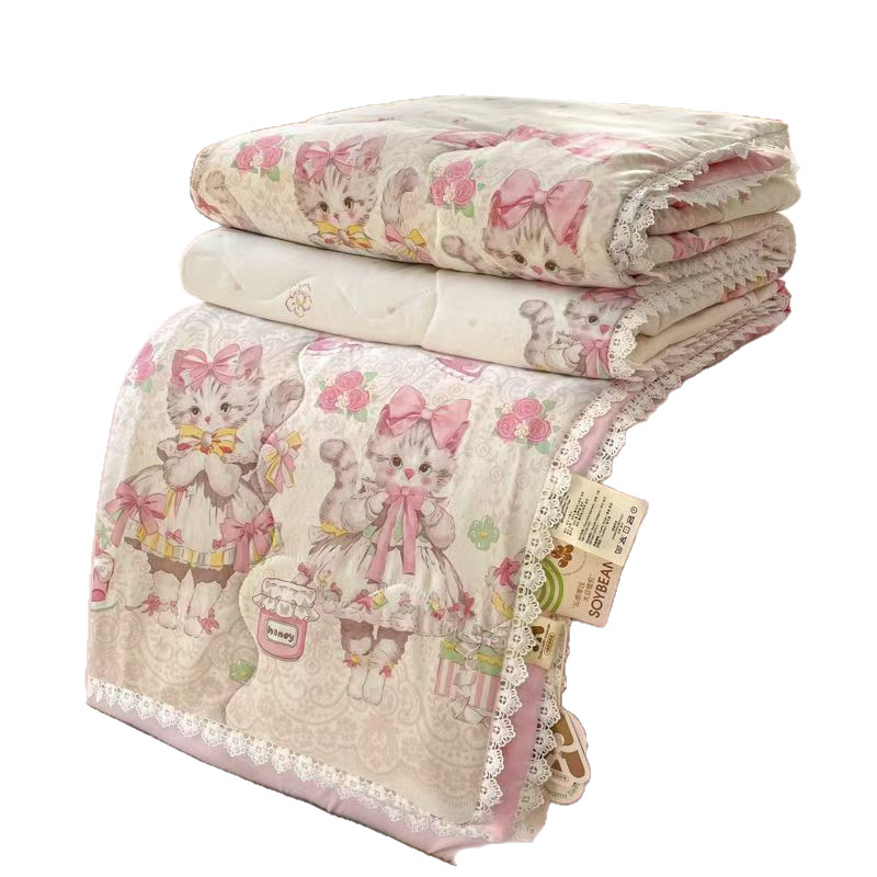 New Lolita Class a Summer Cool Quilt Princess Style Girly Heart Air Conditioning Quilt Student Dormitory Machine Washable Children's Quilt Core