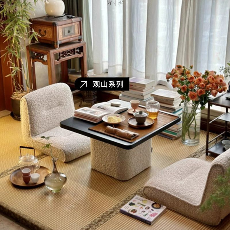 Bay Window Table and Chair Combination Balcony Tatami Coffee Table Floor Solid Wood Simple Bay Window Small Table Square Kang Table Factory