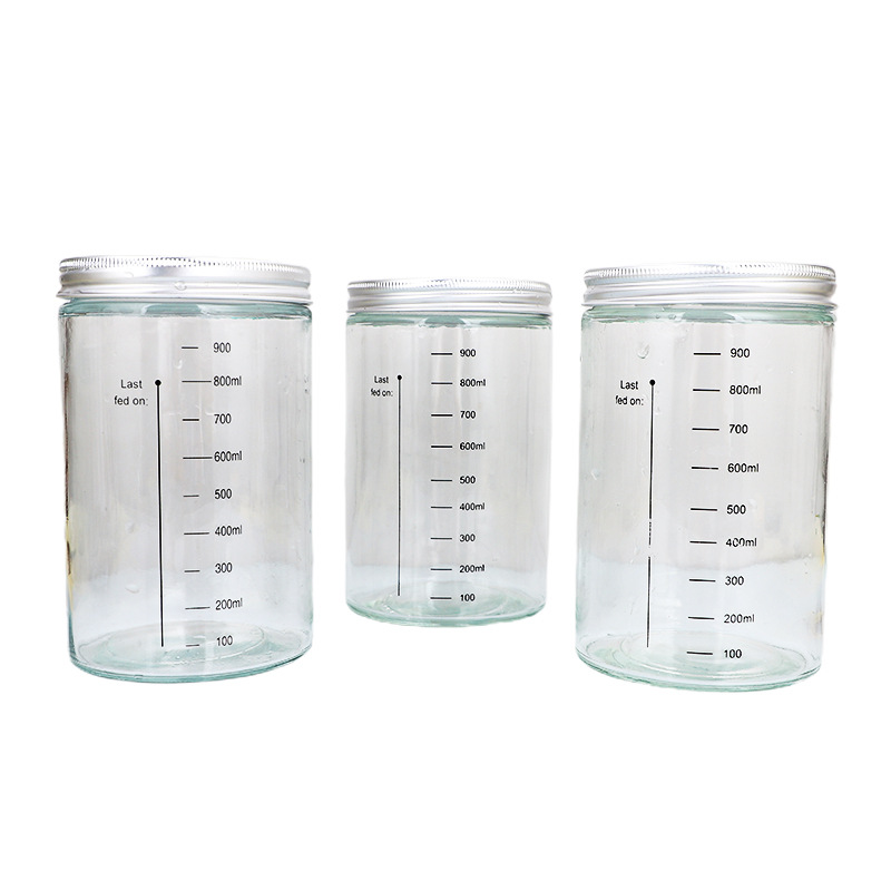 With scale transparent glass tank fermentation tank sealed with lid kitchen grain storage tank food grade packaging mason tank