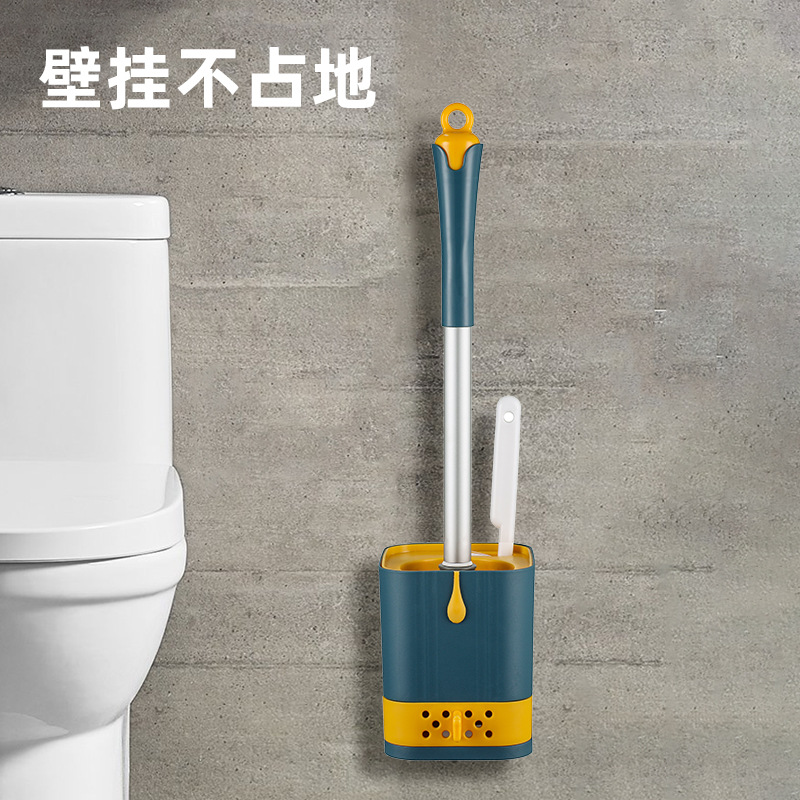 Wall-Mountable Toilet Brush No Dead Angle Toilet Bathroom Household Cleaning Brush with Draining Tray suit