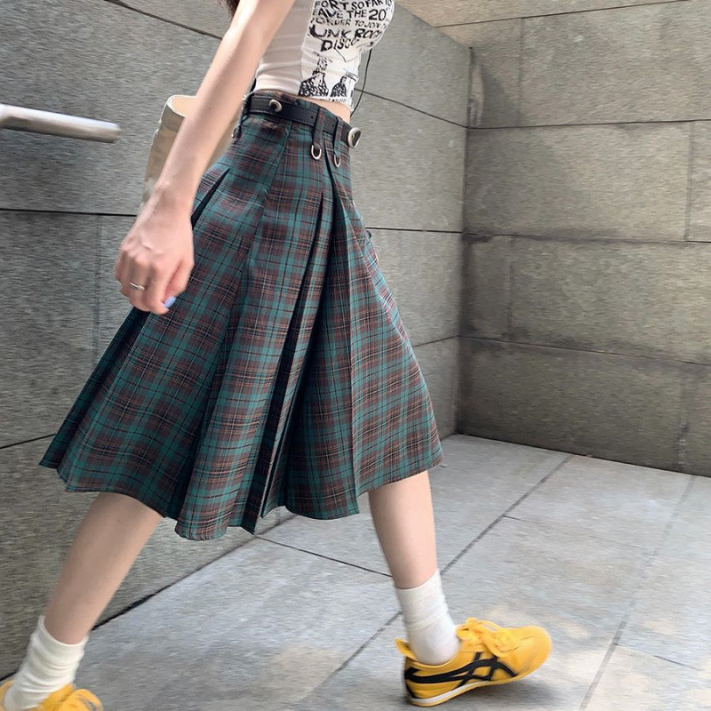 Vintage Plaid Skirt Pleated Skirt 2025 Autumn High Waist Pleated Skirt New Slimming College Style Plaid Skirt