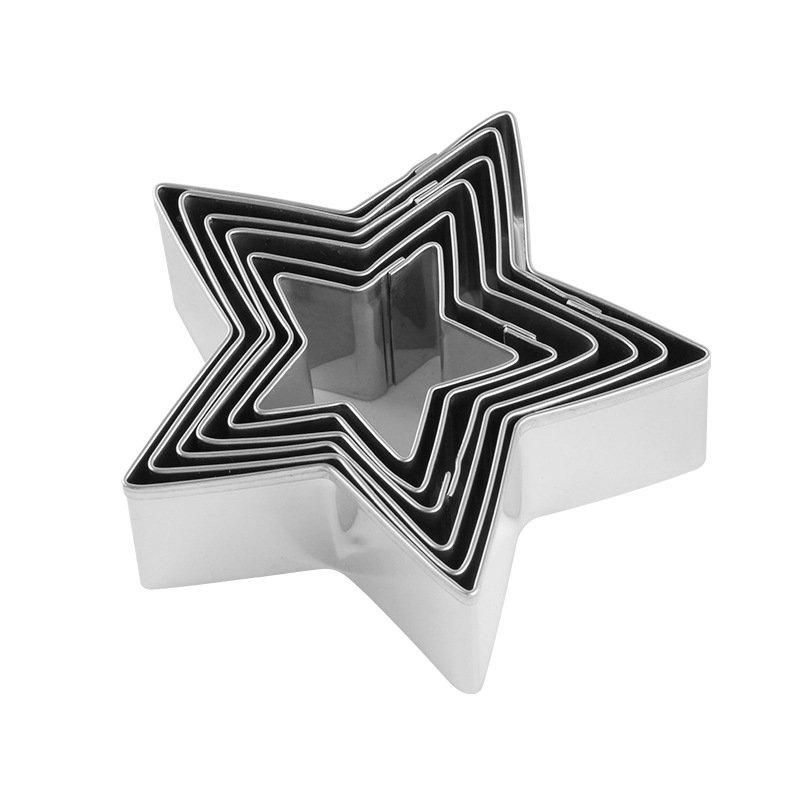 Cross-Border Exclusive Christmas Tree Six-Star Cookie Mold Set of Ten Pieces Cookie Cutter DIY Baking Mold