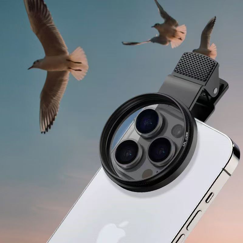 В наличии поляризационный фильтр для мобильной фотографии с зажимом, 52mm, устраняющий отражения