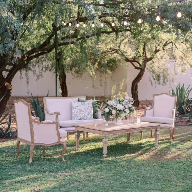 American Style Solid Wood Sofa European Style French Country Pastoral Style Rattan Casual Restaurant Cafe Homestay Vintage Furniture