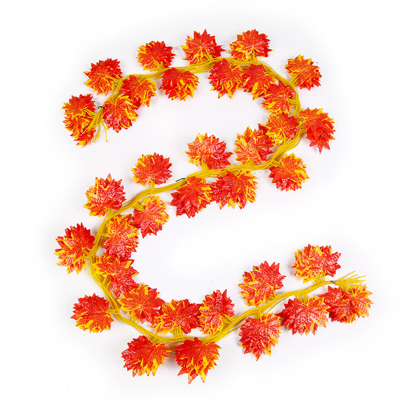 Halloween Decoration Simulated Red Maple Leaf Maple Leaf Green Plant Vine Christmas Thanksgiving Ornament Rattan