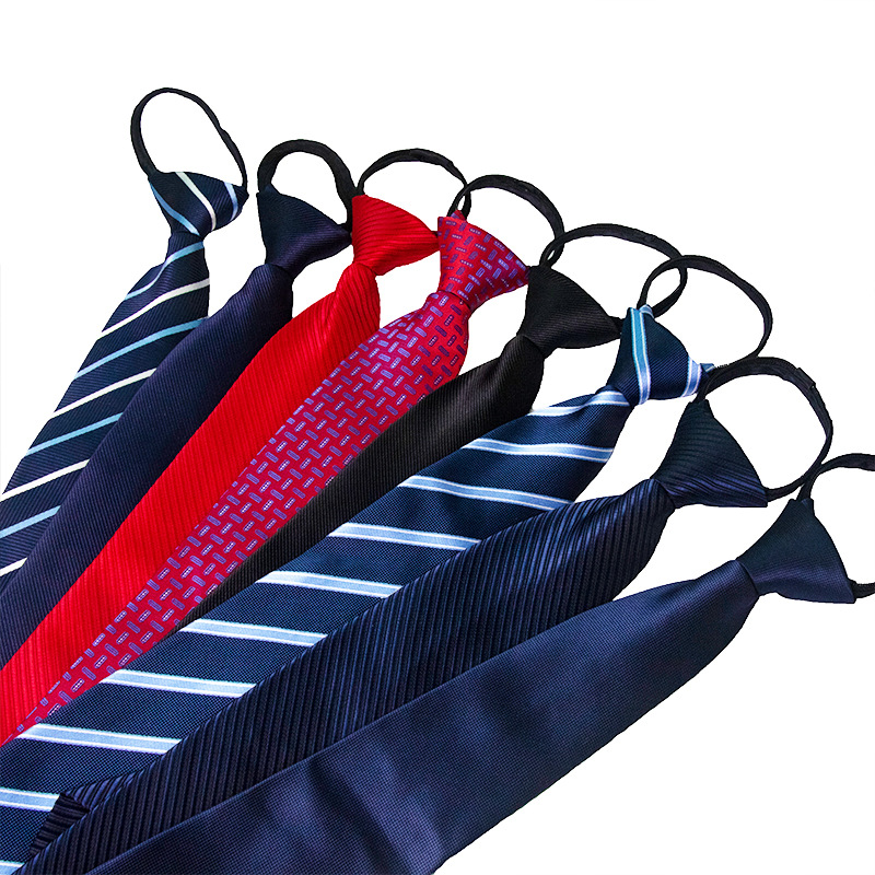 Men's Shirt Business Formal Wear Zipper Tie Red Groom Wedding Blue Striped Korean Style Black Lazy Style
