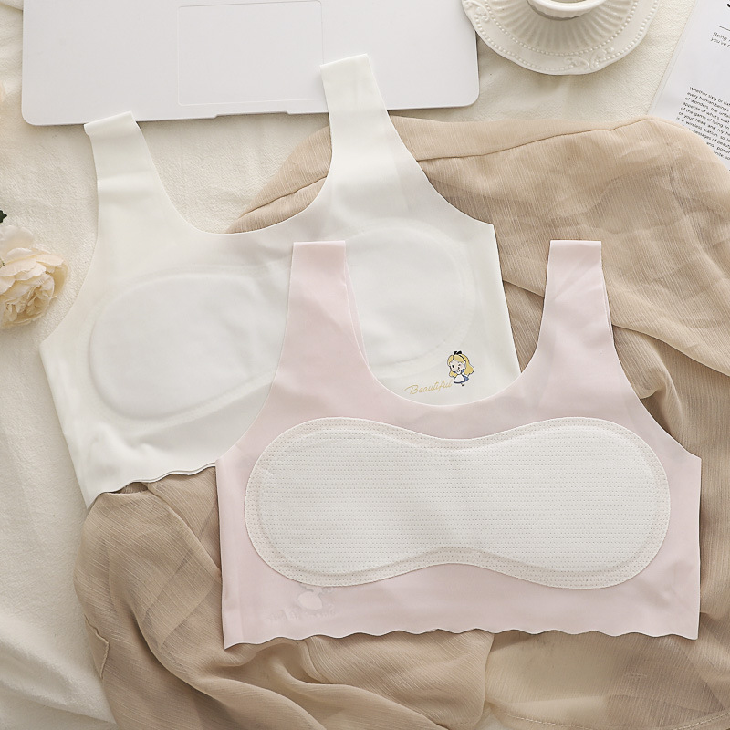 Developmental underwear girls summer thin ice silk seamless girl vest students 7-12 years old children bra students