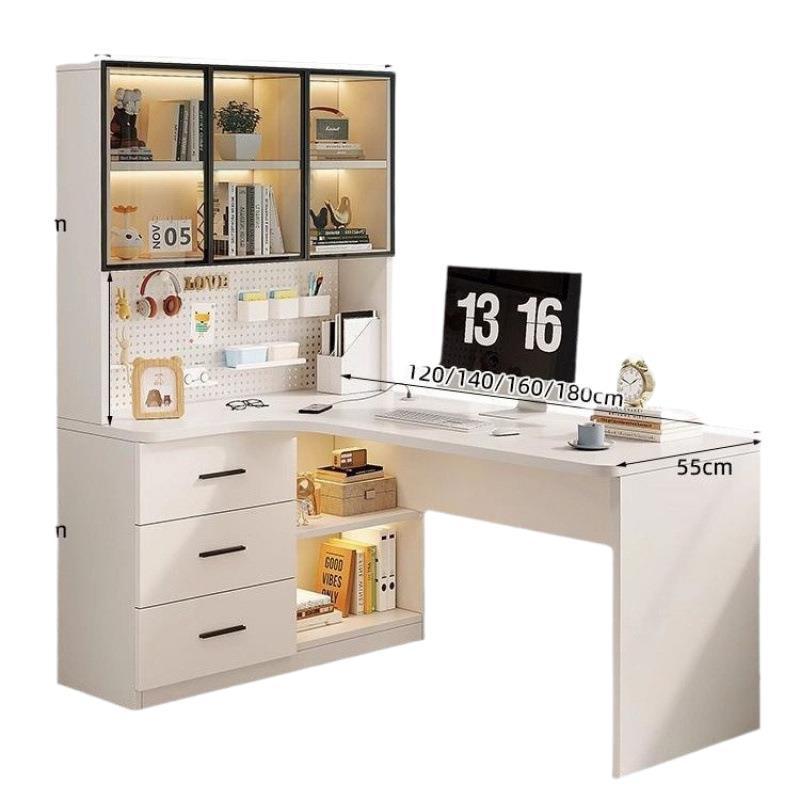 Solid Wood Study Corner Desk Home Children's Learning Bookshelf Simple Light Luxury Learning Integrated Desk Complete Computer Desk