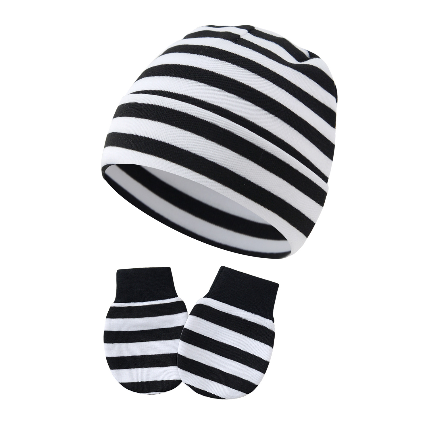 2020 Spring Autumn Winter new baby pullover cap anti-scratch gloves 2-piece solid color newborn baby hat