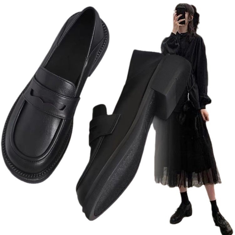 Spring 2025 New Soft Leather Shoes Women's Work Soft Sole Shoes British Style Loafers Women's All-match Single-layer Shoes for Women