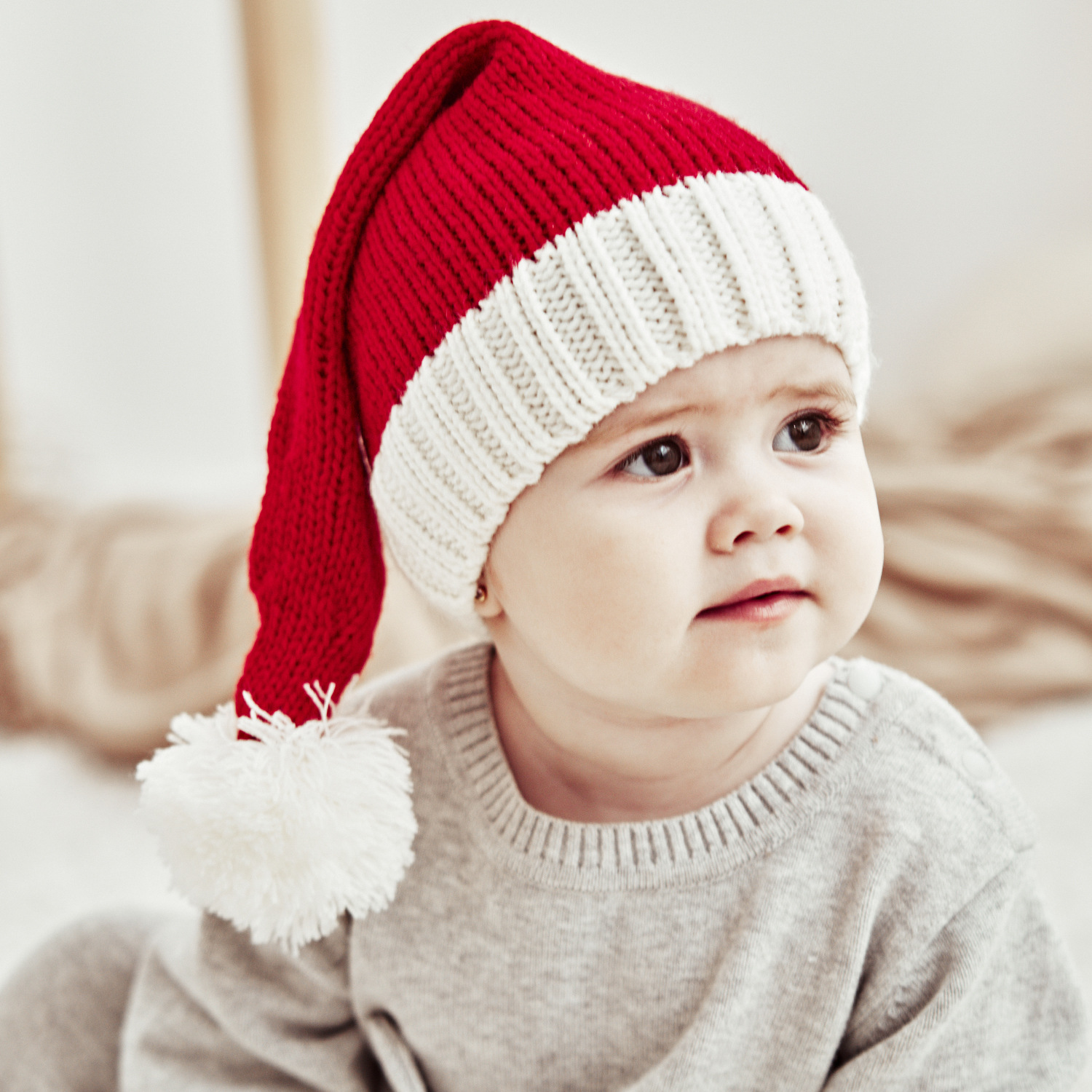 European and American autumn and winter new parent-child wool Christmas hat single ball acrylic baby mother warm knitted hat
