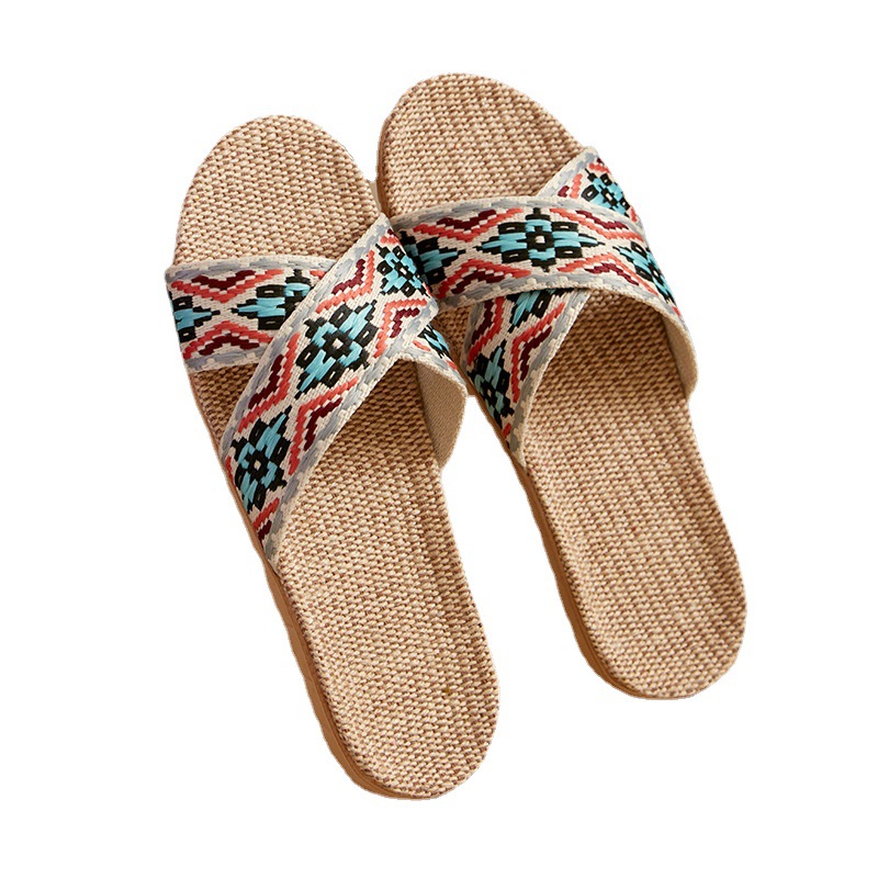 Four Seasons Linen Slippers Home Wholesale Deodorant Anti-Slip Indoor Cotton and Linen Slippers Women's Outerwear Home Silent Sandals Women