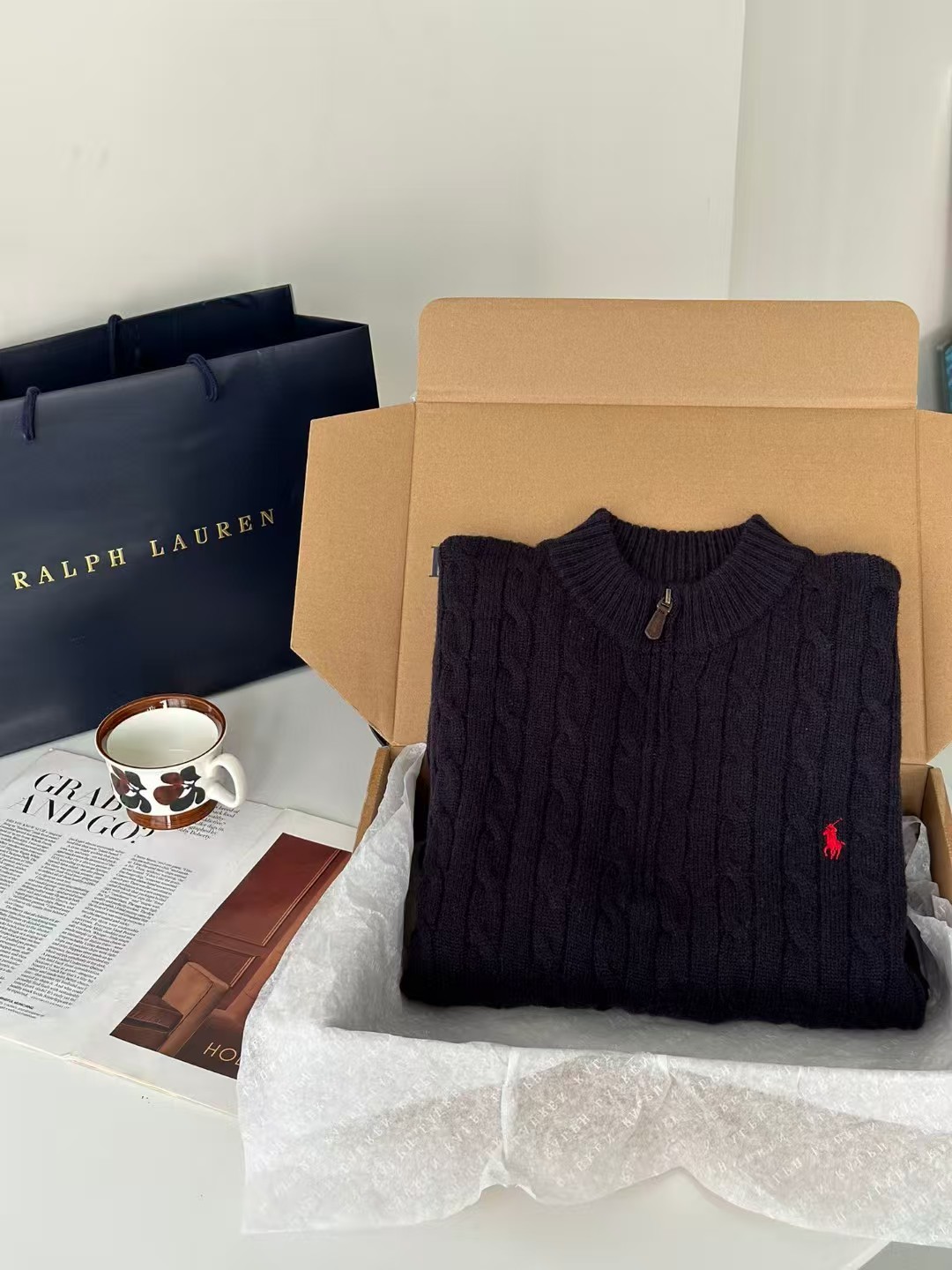 LR couple's half zipper sweater can sweep 90% wool + 10% cashmere