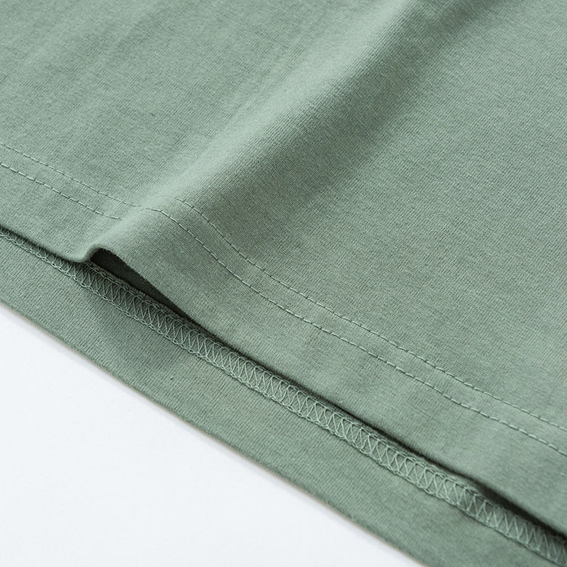 Spring and Autumn New Product 250g Heavyweight Pure Cotton Loose Straight Mouth Long-Sleeved Round Neck T-Shirt Men's Pure Color Bottoming Shirt Printed Picture