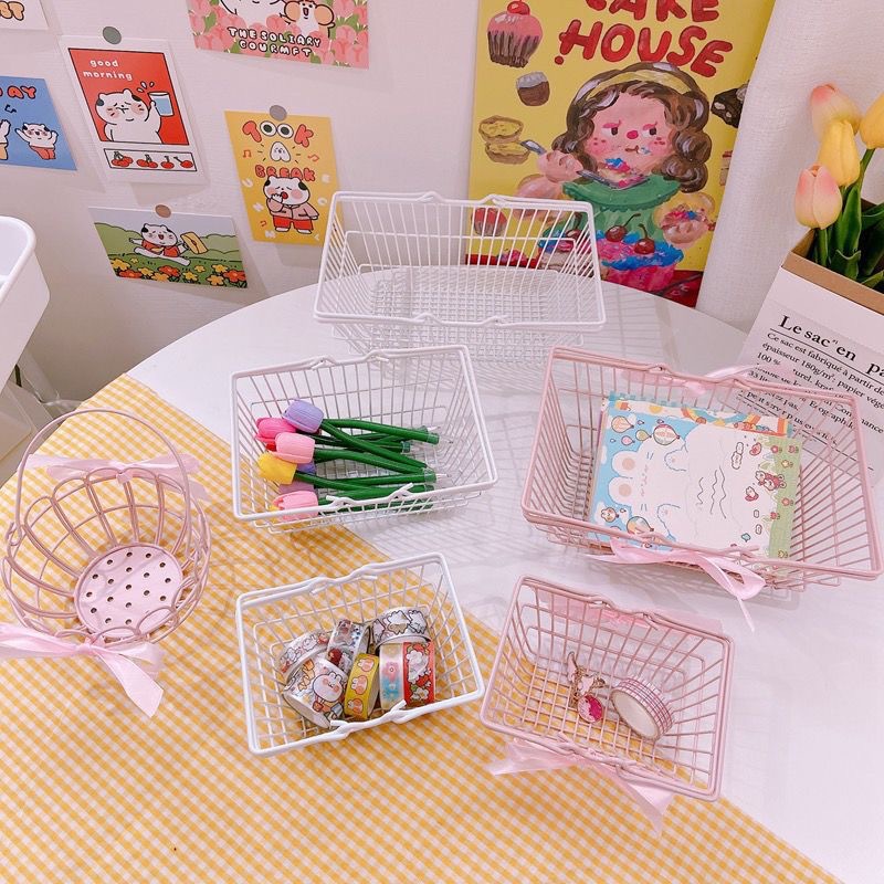 Мини-металлическая корзина для хранения, ящик для косметики