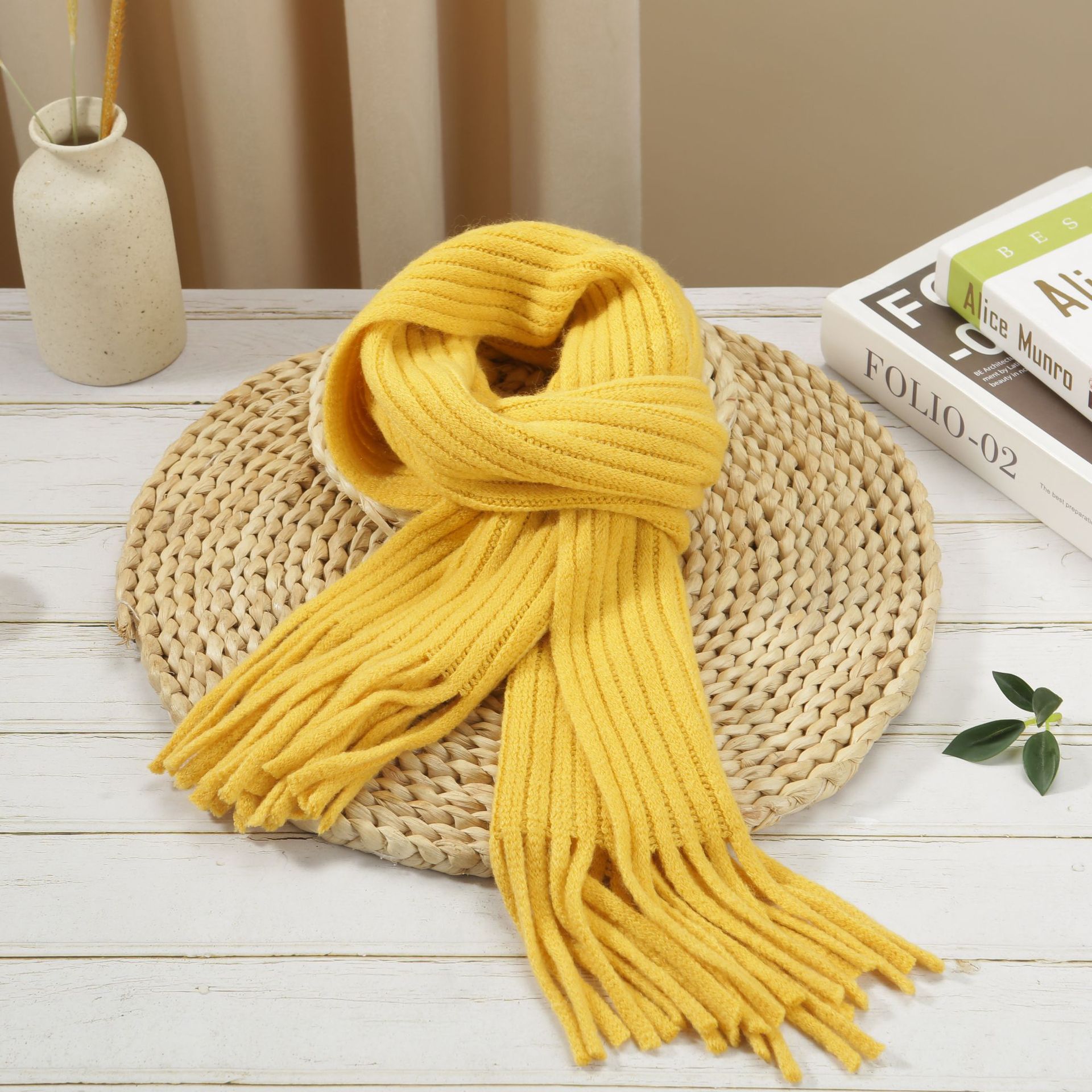 New Korean version of winter men's and women's children's knitted wool scarf tassel stripe warm Joker scarf wholesale manufacturers