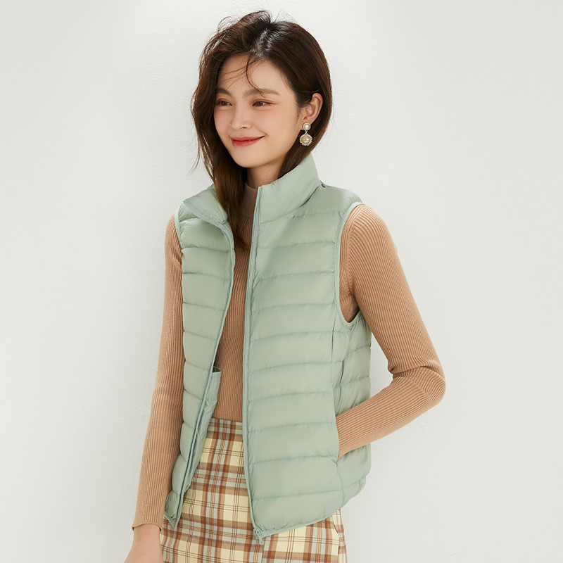 Spring Autumn Winter New Lightweight Down Jacket Short Waistcoat Vertical Collar Vest Down Jacket Women's Vest Sleeveless Down Jacket