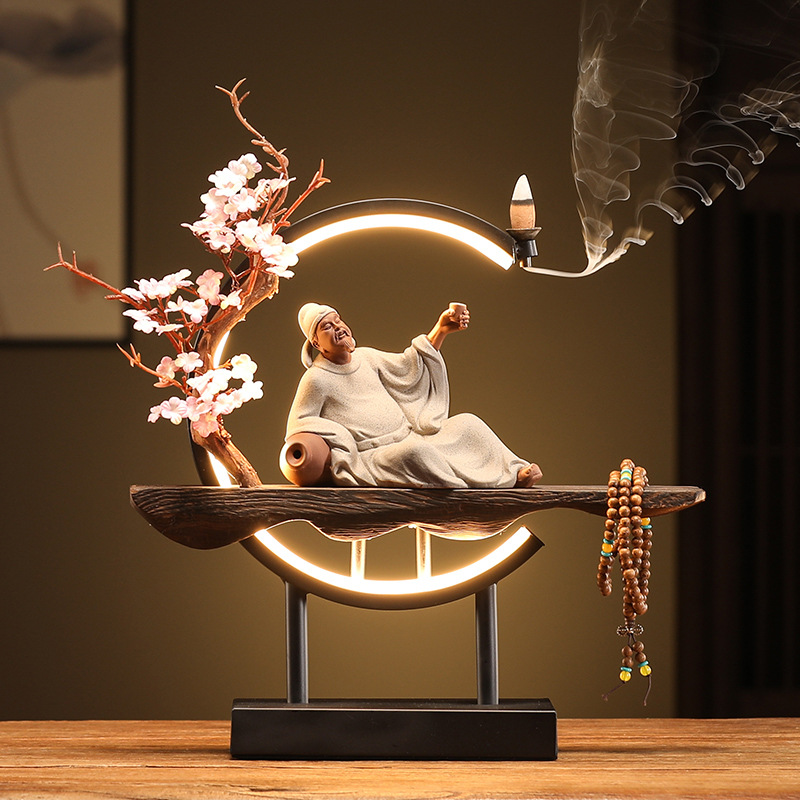 Chinese Zen Historical Figure Statue Home Study Desktop Antique Frame Decoration Ceramic Crafts Lao Zi Ornaments