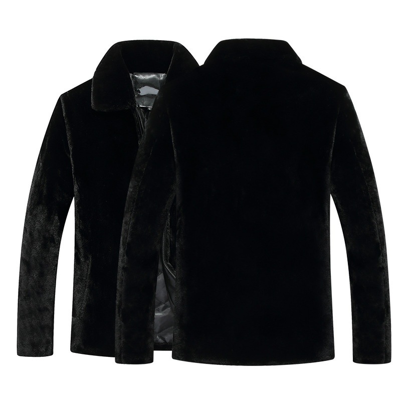 Haining Men's Gold Mink Cashmere Coat Imitation Mink Laps Dad Suit Middle-aged and Elderly Winter Thickened 2024 New Arrival