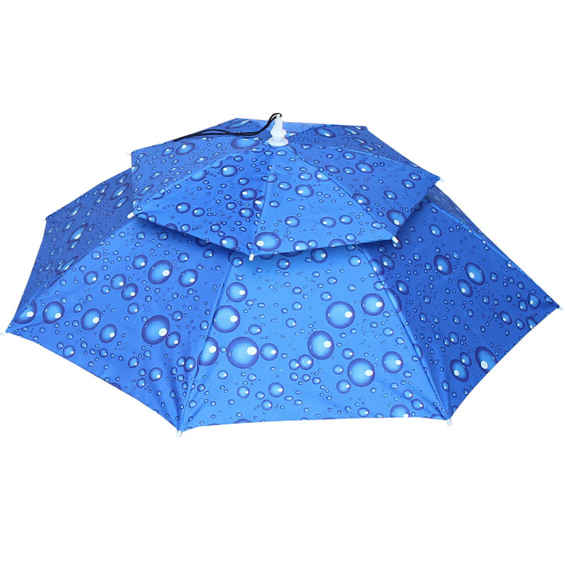 Double layer windproof head wearing umbrella cap outdoor sunscreen ultraviolet fishing umbrella sunshade cap advertising umbrella wholesale