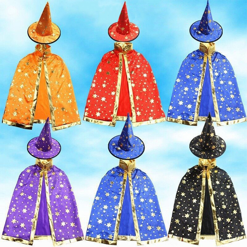 Party Supplies Witch Show Anime Stage Costume Korean-style Five-star Hat Halloween Cloak Cloak Set